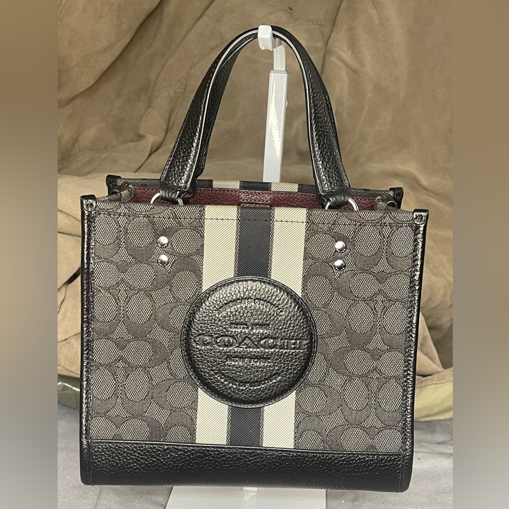 Coach Dempsey 22 Signature Jacquard Canvas and Leather Tote